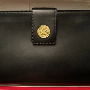 CELINE VINTAGE Bag Black Leather Clutch Evening Formal Made In Italy